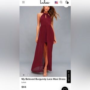 Lulu’s burgundy long dress. Perfect condition. Wore once to wedding. Size XS